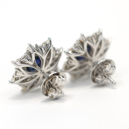 Pierres créées en laboratoire de couleur saphir micro-serti Boucles d'oreilles huit étoiles, argent sterling.