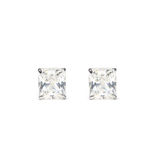 Only 1 Micro-setting clear color lab created stones special cutting baguette earrings, sterling silver.