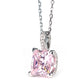 Only 1 Micro-setting Pink color lab created stones necklace, sterling silver