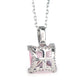 Only 1 Micro-setting Pink color lab created stones necklace, sterling silver