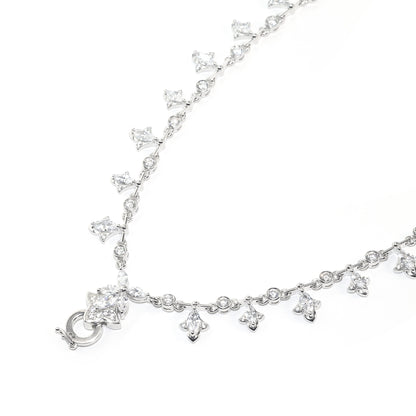 Micro-setting Clear diamond color Lab created stones designer multi-purpose necklace, sterling silver