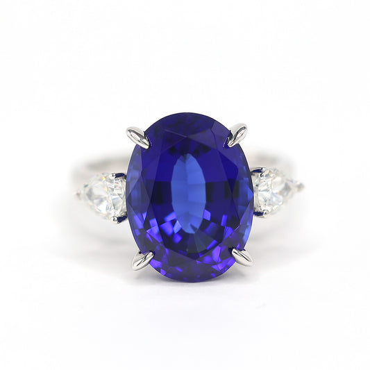 Promotion design Sapphire color pigeon egg shape ring, sterling silver. (10 carat)