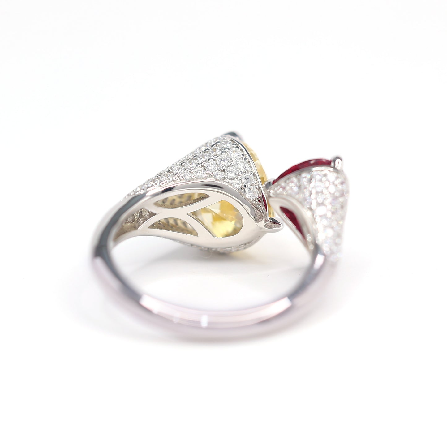 Micro-setting lab created stones Telesthesia ring, sterling silver