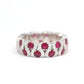 Micro-setting ruby color Lab created stones refined scholars ring, sterling silver