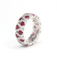 Micro-setting ruby color Lab created stones refined scholars ring, sterling silver