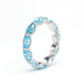 Micro-setting Aquamarine color Lab created stones detailed band ring, sterling silver. (7.5 carat)