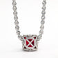 Micro-setting Square Ruby color Bubble chain necklace, sterling silver