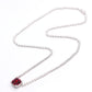 Micro-setting Square Ruby color Bubble chain necklace, sterling silver