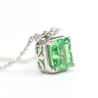 Green diamond color collection: Modern "Apple green Rebirth" unique Necklace