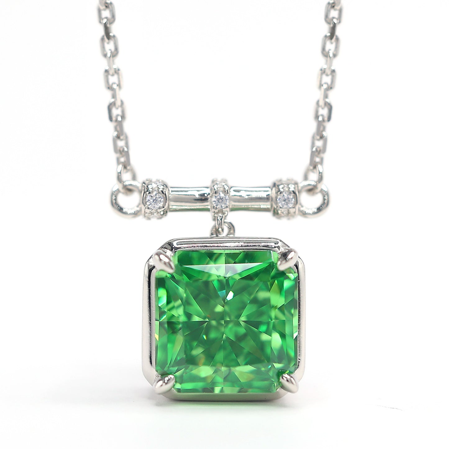 Green diamond color collection: Modern "Apple green Rebirth" unique Necklace