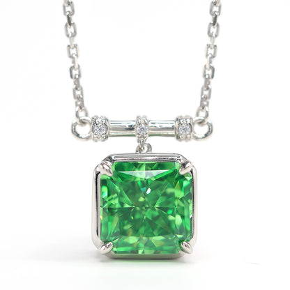 Green diamond color collection: Modern "Apple green Rebirth" unique Necklace