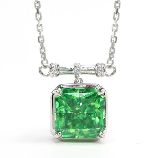 Green diamond color collection: Modern "Apple green Rebirth" unique Necklace
