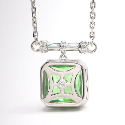 Green diamond color collection: Modern "Apple green Rebirth" unique Necklace