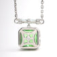 Micro-setting Apple green color Lab created stones rebirth necklace, sterling silver