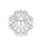 Pierres créées en laboratoire micro-serti Bague White Shell Pearl Snow Queen, argent sterling