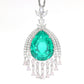 Micro-setting emerald color fancy waterdrop necklace, sterling silver