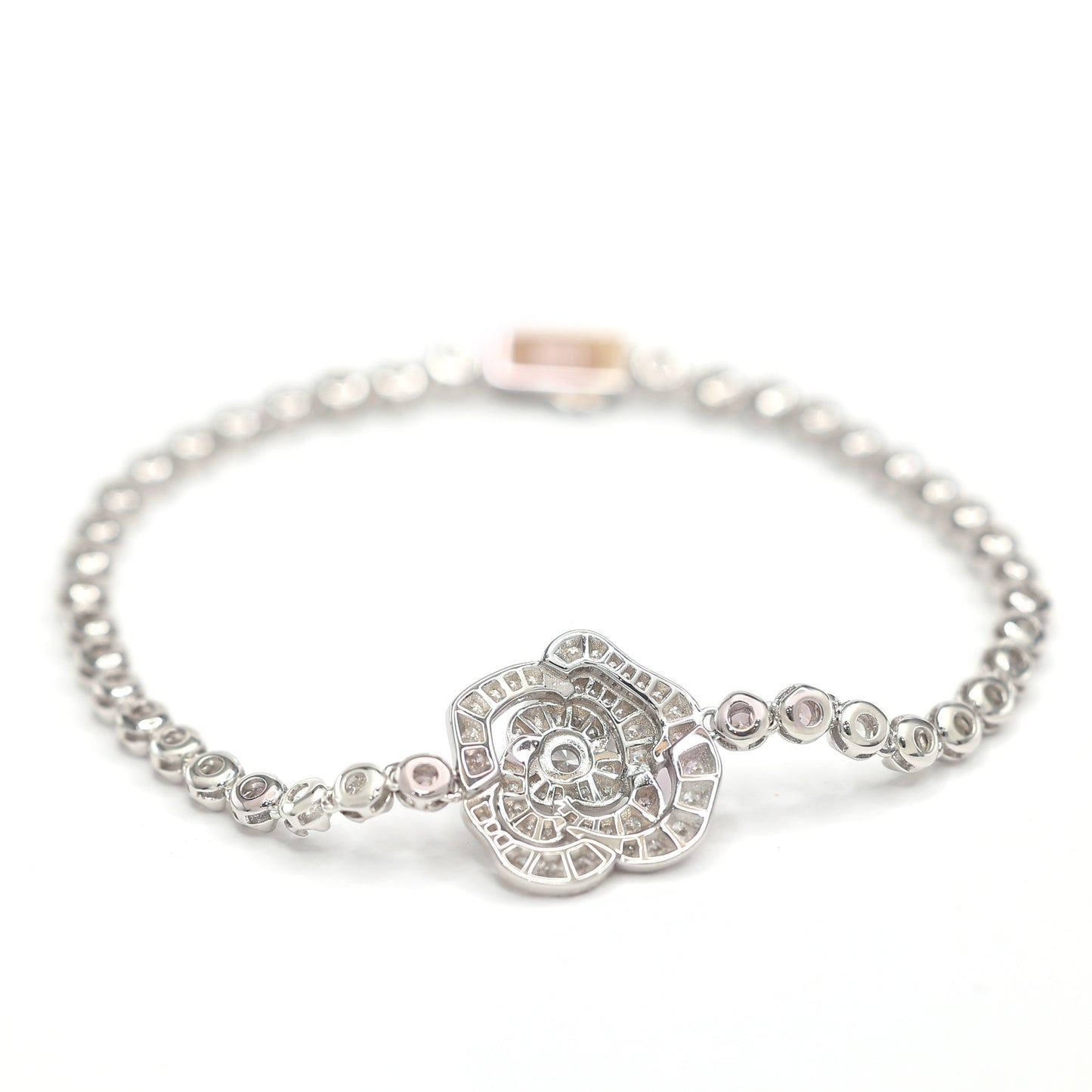 Promotional design Micro-setting Camellia Bubble chain bracelet, sterling silver