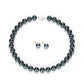 Promotional design Grey Shell pearls Ear studs and necklace set, sterling silver