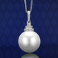 Micro-setting lab created stones White Shell Pearl Classic necklace, sterling silver