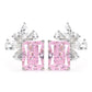 Promotional design Micro-setting Sakura pink diamond color lab created stones romantic ear studs, sterling silver