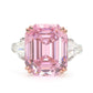 Promotional design：Pink diamond color Lab created stones Asscher cut ring, sterling silver
