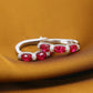 Micro-setting Ruby color Lab created stones ear loop, sterling silver,