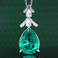 Micro-setting Emerald color Lab created stones water-drop fancy necklace, sterling silver