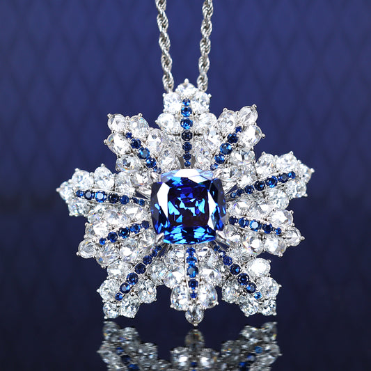 Micro-set Sapphire color Lab a créé des pierres 3 façons d'utiliser Snow Ring, argent sterling