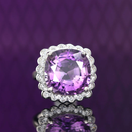 Offre spéciale Bague de cocktail en diamants violets micro-sertis, argent sterling