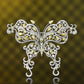 Micro-setting multi-purpose Yellow diamond color Lab created stones butterfly brooch, sterling silver