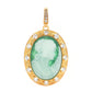 Fancy detailed Cameo agate princess pendant, sterling silver. 18K yellow gold plating