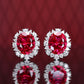 Only 1 pair Micro-setting ruby color Lab created stones Diana earrings, sterling silver.