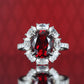 Promotional design Micro-setting Ruby color Lab created stones Diana ring, sterling silver.  (5 carat)