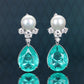 Micro-setting Paraiba color Lab created stones Teardrop earrings, sterling silver