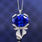 Micro-setting Sapphire color lab created stones blue enchantress necklace, sterling silver