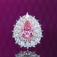 Feiner Tropfenring mit rosafarbenen Diamanten in Mikrofassung, Farbe Lab erstellte Steine, Sterlingsilber