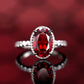 Micro-setting Ruby color Lab created stones Pigeon egg shape ring sterling silver