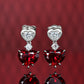 Special offer Micro-setting Ruby color Lab created stones heart earrings, sterling silver