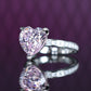 Micro-setting Pink diamond color Lab created stones detailed heart shape ring, sterling silver