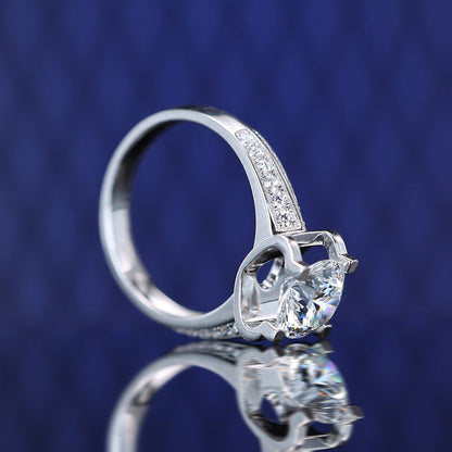 Micro-setting lab created stones OX ring, sterling silver. (2 carat)