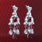 Micro-setting Ruby color Lab created stones teardrop fancy Palace style earrings, sterling silver