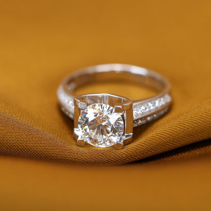 Micro-setting lab created stones OX ring, sterling silver. (2 carat)