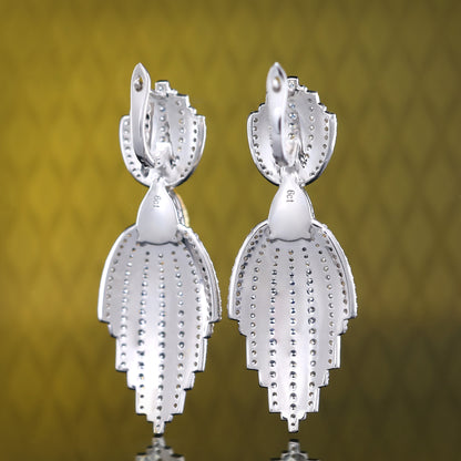 Micro-setting yellow diamond color lab created stones teardrop golden time earrings, sterling silver