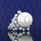 Micro-setting Lab created stones White Shell pearl Ring，sterling silver