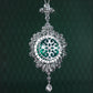 Micro-setting Emerald color Round Lab created stones Fancy lace pendant, sterling silver.(82.32 carat).