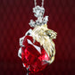 Micro-setting Ruby color lab created stones Double platting the lion king pendant, sterling silver