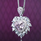 Special offer Micro-setting Pink diamond color Lab created stones fore ever heart necklace, sterling silver.