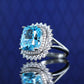 Promotion design: Micro-setting Aquamarine color Lab created stones sparkle ring, sterling silver