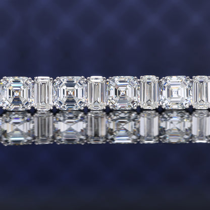 Micro-setting Lab created stones All rivers run into sea bracelet, sterling silver