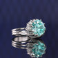 Micro-setting Paraiba color Lab created stones luxurious inlaid Lotus ring, sterling silver